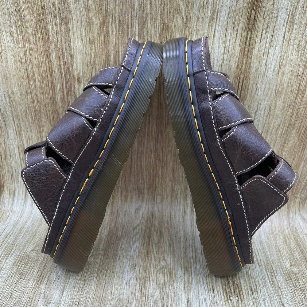 Dr. Martens Maxxy Slide Men's Size 13 Brown Leather Fisherman Buckle Sandals NEW